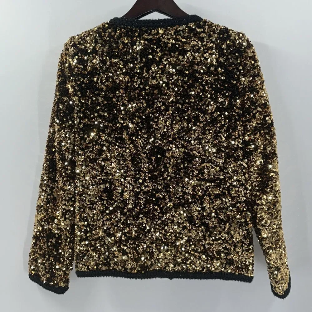 Self-Portrait Gold Sequined Jacket Blazer Size 2